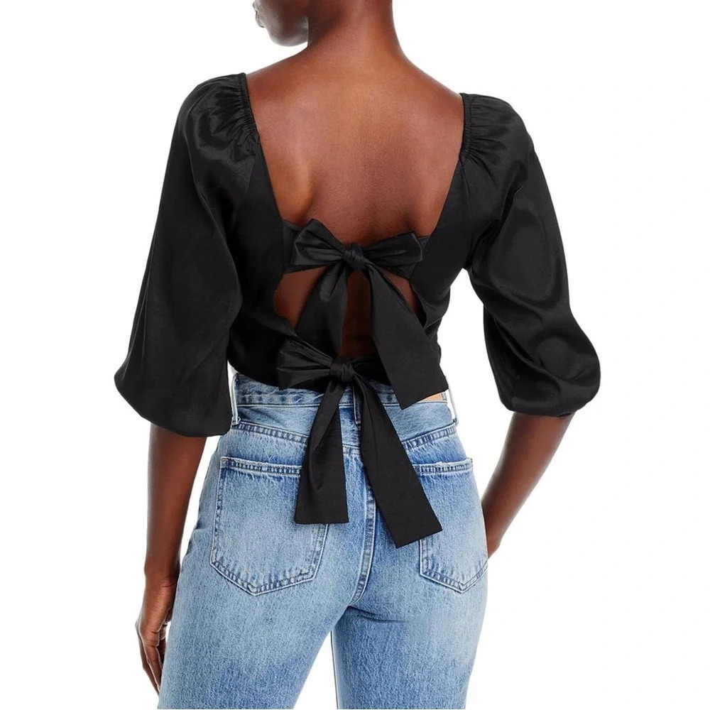 Nwt Hosbjerg Crop Top Back Tie Shirt Size L — image 2 of 7